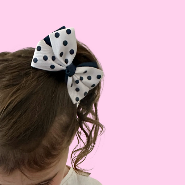Double Dotty Bow - in Navy