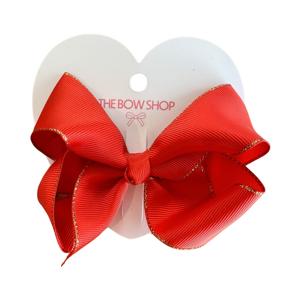 Gold Edge Bow - in Red