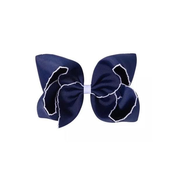 Big Embroider Bow - in Navy