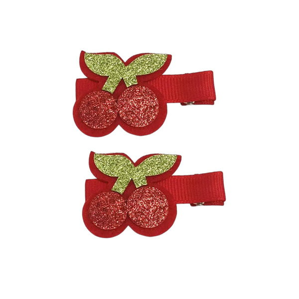 Cherry Shimmer Clips - in Red