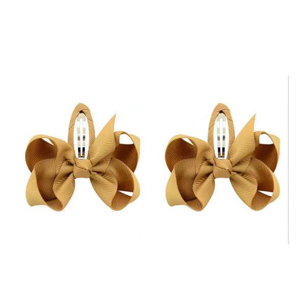 Chic Bow Clips - in Tan