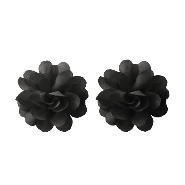 Flower Chiffon Clips - in Black