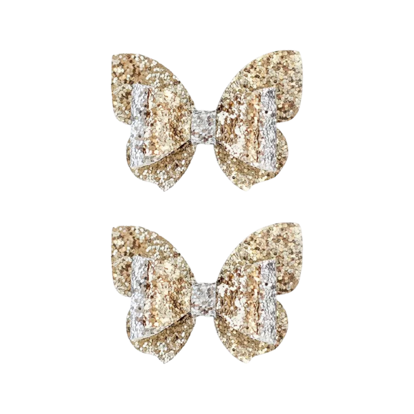 Shiny Butterfly Bows - in Gold