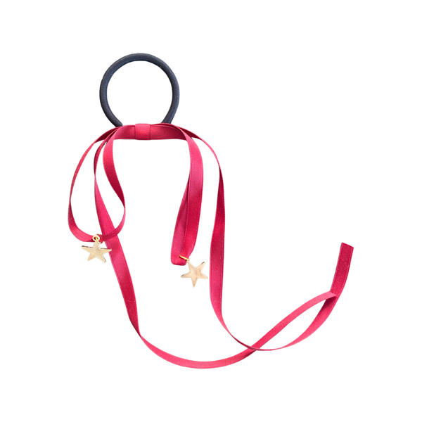 Star Ribbon Hairtie - in Red