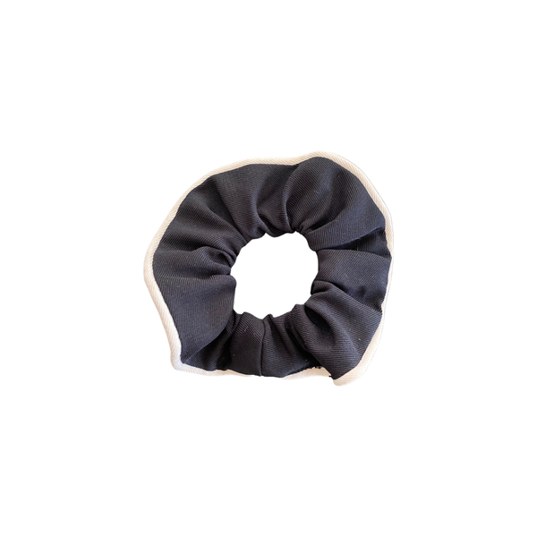 Piped Linen Scrunchie - in Black