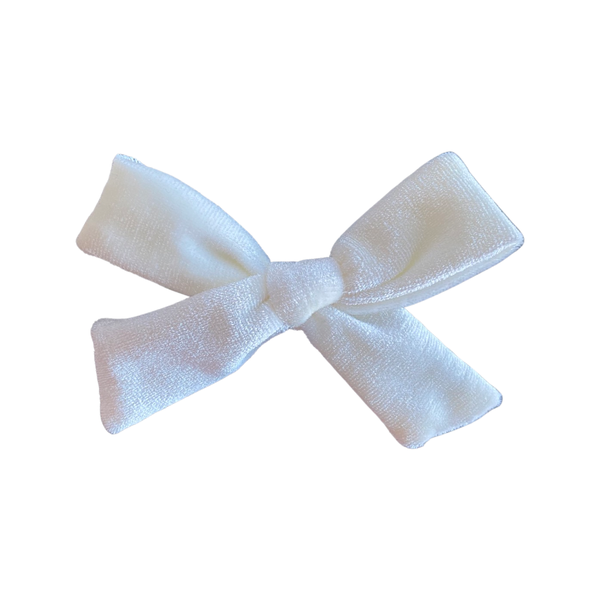Soft Velvet Bow - in White