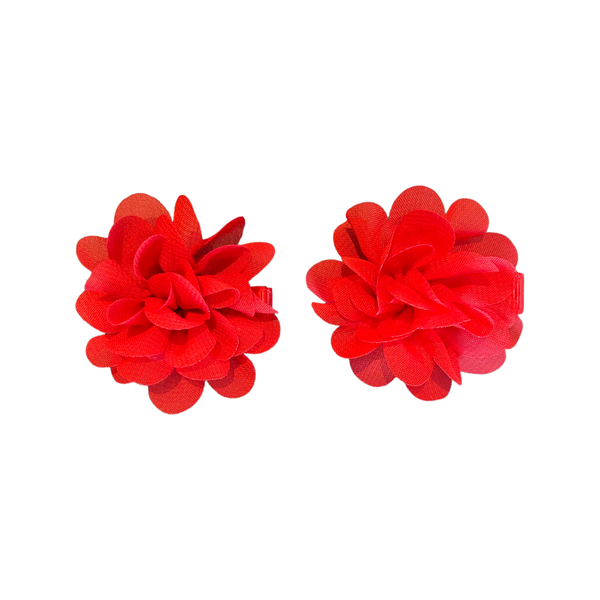 Flower Chiffon Clips - in Red
